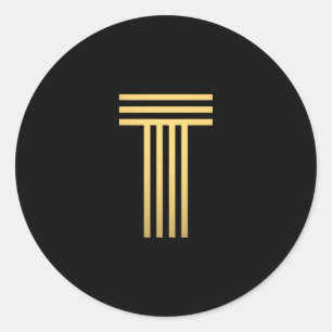 Modern Gold Monogram Classic Round Sticker