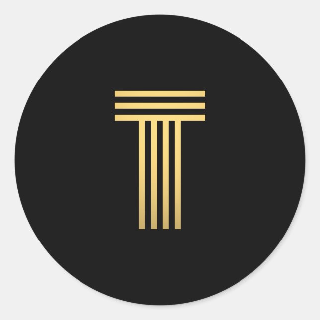 Modern Gold Monogram Classic Round Sticker (Front)