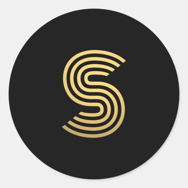 Modern Gold Monogram Classic Round Sticker (Front)
