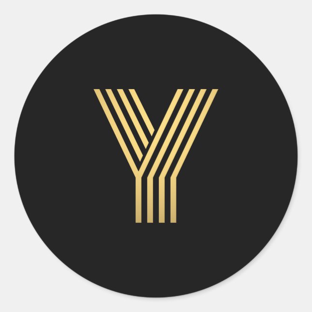 Modern Gold Monogram Classic Round Sticker (Front)