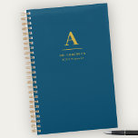 Modern Gold Monogram Indigo Blue Pro Business  Planner<br><div class="desc">Modern monogram professional business planner. The design combines unique gold style typography and indigo blue backdrop. Includes two lines of personalized text.</div>