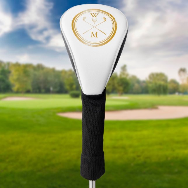 Modern Gold Monogram Initials Golf Head Cover (Creator Uploaded)