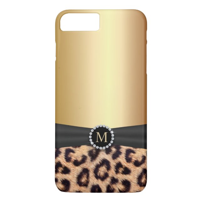 Modern Gold Monogram Leopard Case-Mate iPhone Case (Back)