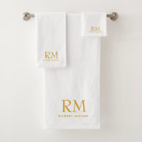 Modern Gold Monogram On White
