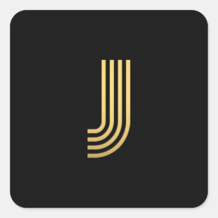 Modern Gold Monogram Square Sticker