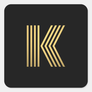 Modern Gold Monogram Square Sticker