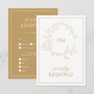 Modern Gold Monogram Wedding RSVP Card