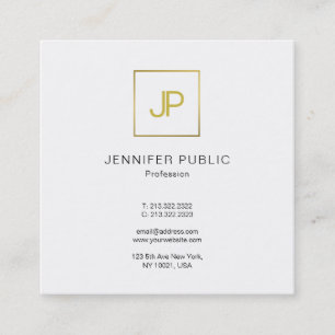 Modern Gold Monogrammed Trendy Elegant Plain Square Business Card