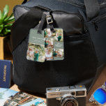 Modern gold multi photo family elegant sage green luggage tag<br><div class="desc">Modern gold multi photo family stylish elegant sage green design. Ideal thoughtful birthday,  Mothers day,  Fathers day,  or Christmas day gift.</div>