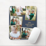 Modern gold multi photo family holiday card mouse pad<br><div class="desc">Modern gold multi photo family holiday card.</div>