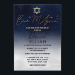 Modern Gold Navy Blue White Watercolor Bar Mitzvah Invitation<br><div class="desc">This modern and artsy themed Bar Mitzvah invitation is the perfect choice for your son for his special day. It features a hand-painted navy blue and white ombre gradient. On the top of the invite is a faux printed gold star of David and custom typography. It's a unique, cool, and...</div>
