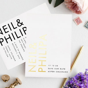 Modern Gold Non-Photo Bold Names Save The Date