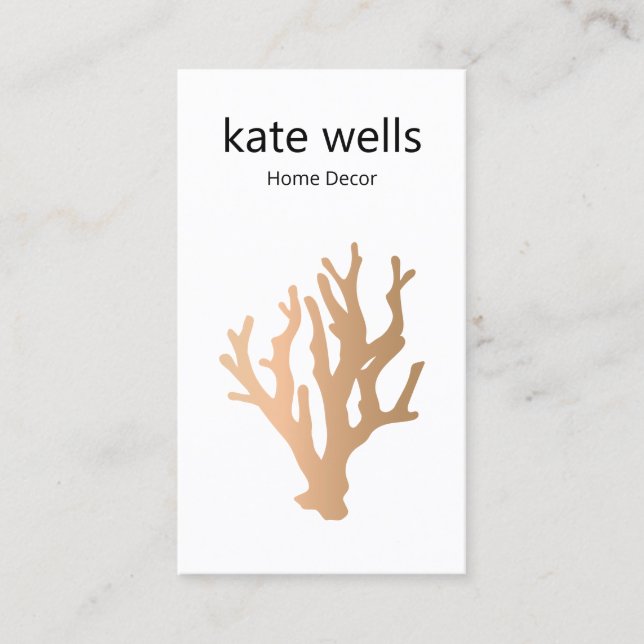 Modern Gold Ocean Coral Reef Business Card (Front)