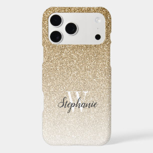 Modern Gold Ombre Faux Glitter Monogram