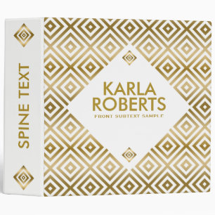Modern Gold On White Geometric Pattern Binder
