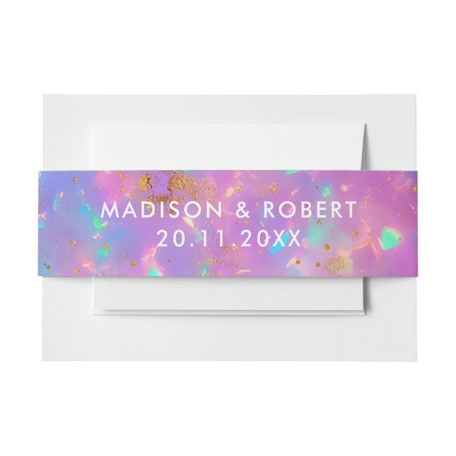 Modern Gold Opal Stone Minimalist Simple Wedding Invitation Belly Band (Front Example)