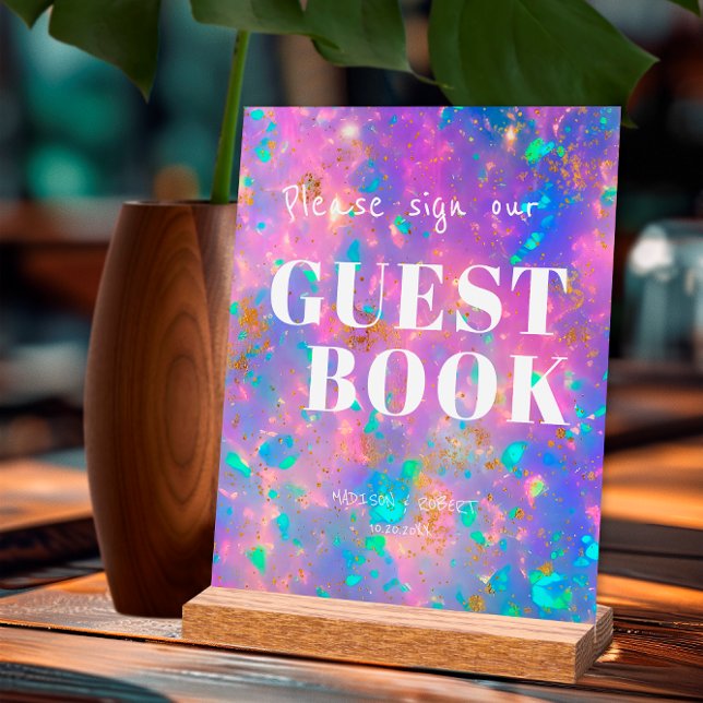 Modern Gold Opal Wedding Sign Our Guest Book (Creator Uploaded)