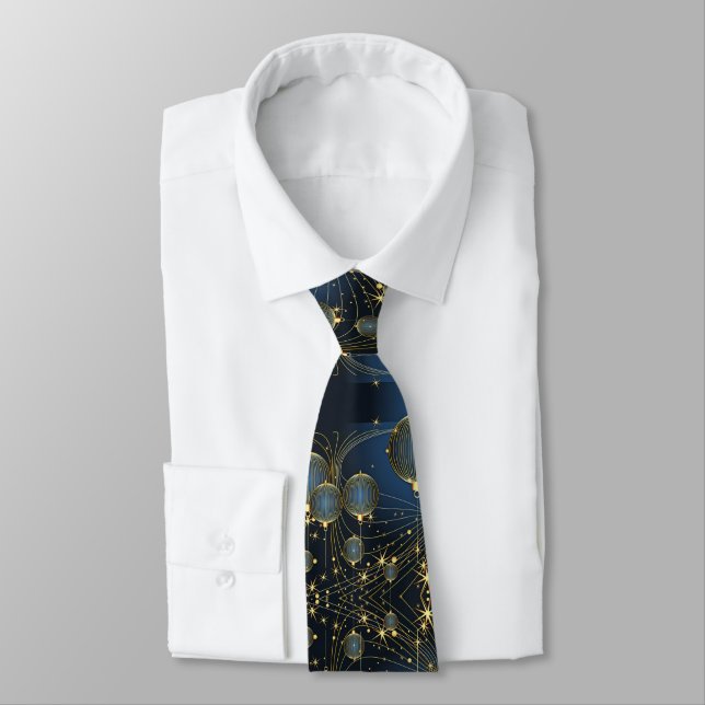 Modern Gold Ornament Pattern Tie (Tied)