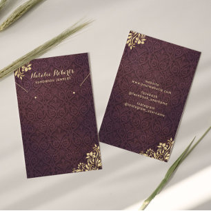 Modern Gold Ornament Purple Damask Earring Display