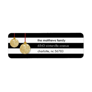 Modern Gold Ornament Striped Address Label