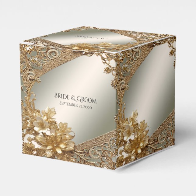 Modern Gold Ornate Favour Box (Front Side)