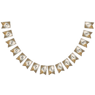 Modern Gold Ornate Floral Bunting Flag