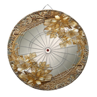 Modern Gold Ornate Floral Dartboard