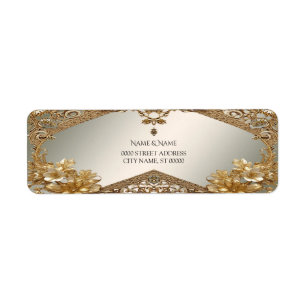 Modern Gold Ornate Floral Return Address Label