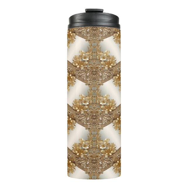 Modern Gold Ornate Floral Thermal Tumbler (Front)