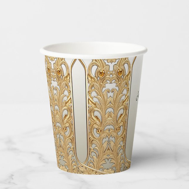 Modern Gold Ornate Paper cup (Front)
