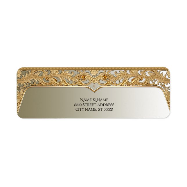 Modern Gold Ornate Return Address Label (Front)