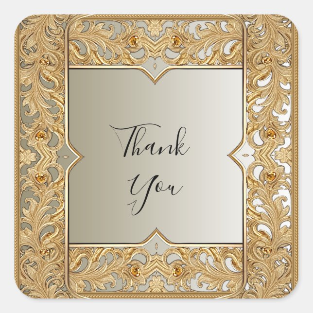 Modern Gold Ornate Sticker (Front)