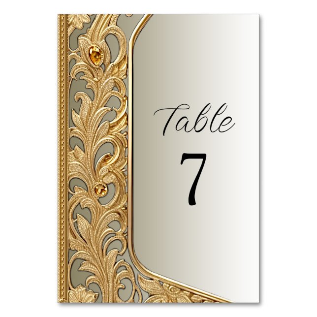 Modern Gold Ornate Table Number (Front)