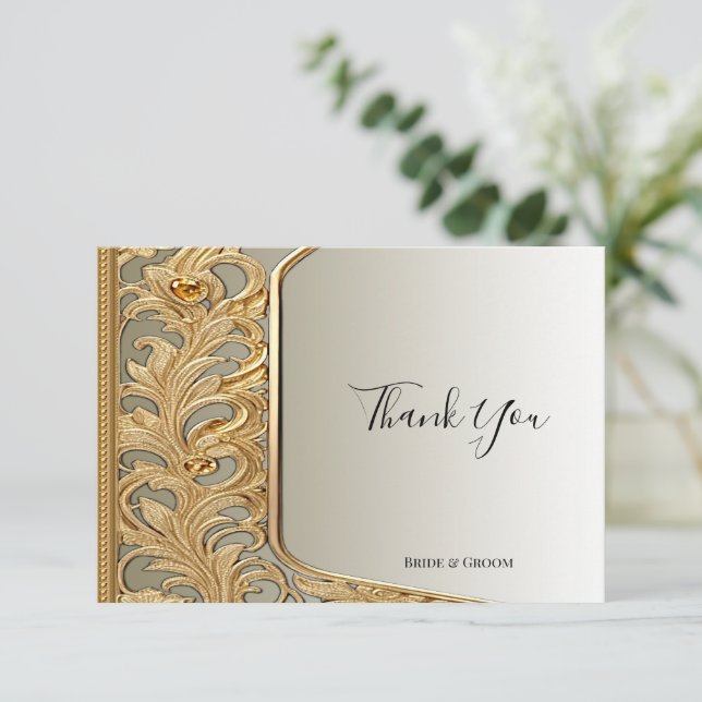 Modern Gold Ornate Thank You Card (Standing Front)