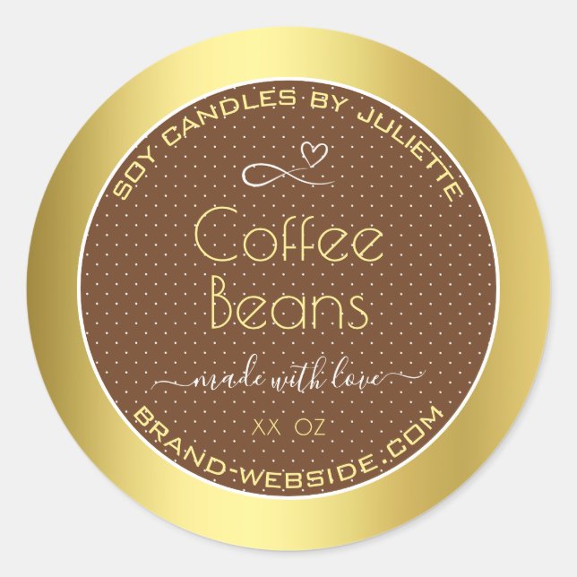 Modern Gold Packaging Labels Brown Coffee Beans (Front)