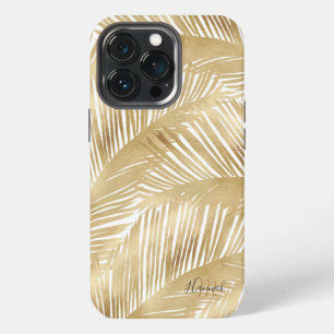 Modern Gold Palm Leaf Tropical Pattern iPhone 13 Pro Case