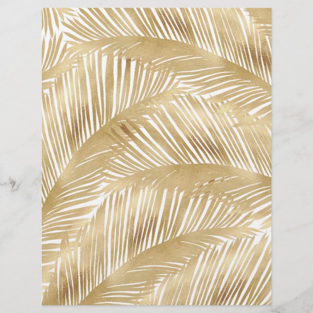 Modern Gold Palm Leaf Tropical Pattern Letterhead (Front)