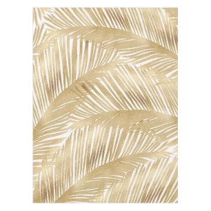 Modern Gold Palm Leaf Tropical Pattern Tablecloth