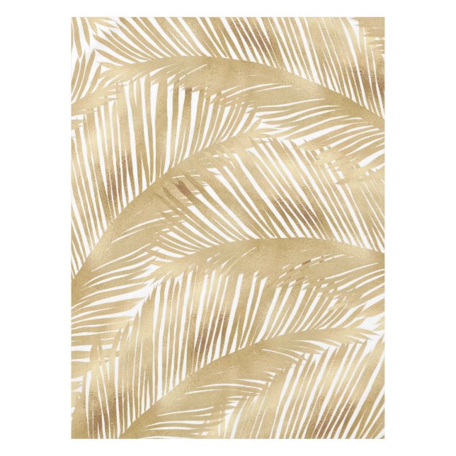 Modern Gold Palm Leaf Tropical Pattern Tablecloth (Front)