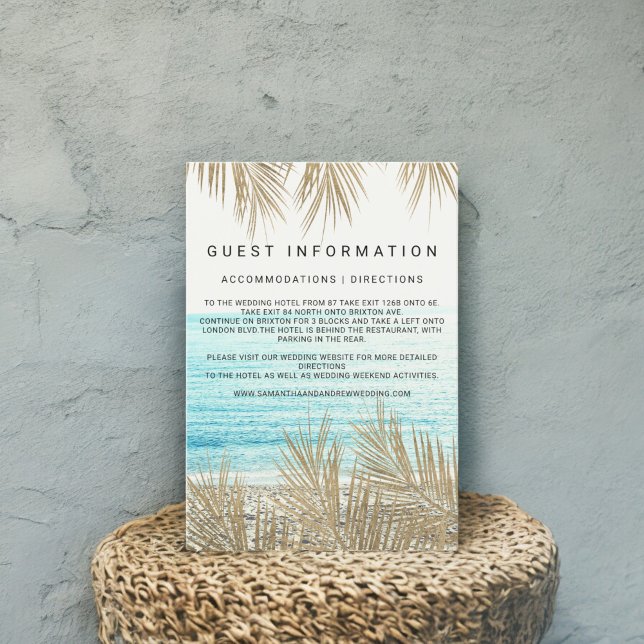 Modern gold palm tree beach insert details wedding (Modern gold palm tree beach insert details wedding)