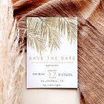 Modern gold palm tree elegant save the date<br><div class="desc">Modern simple faux gold palm tree with simple typography,  a trendy and tropical save the date wedding theme on palm tree leaf.</div>