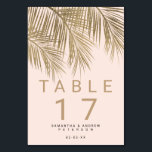 Modern gold palm tree elegant wedding table pink table number<br><div class="desc">Modern simple faux gold palm tree pink with simple typography,  a trendy and tropical wedding  table number theme on palm tree leaf.</div>