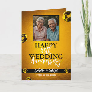 Modern Gold Parents Photo 50th Anniversary Card
