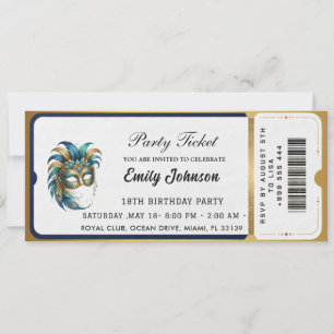 Modern gold party ticket invitations 