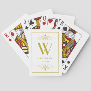 Modern gold Personalized Monogram and Name  Playing Cards