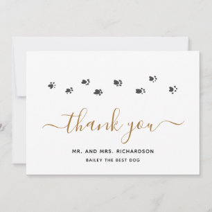 Modern Gold Personalized Pet Wedding Thank You Card