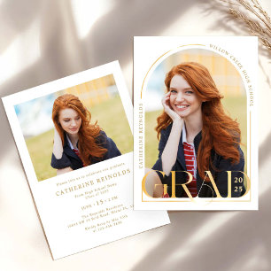 Modern Gold Photo Graduation Party Invitation