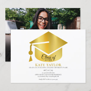 Modern Gold Photo Graduation Party Invitation