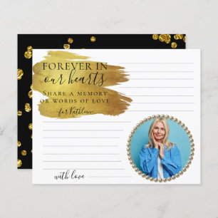 Modern Gold Photo Share a Memory Funeral Card