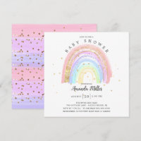 Modern Gold Pink Rainbow Baby Shower 